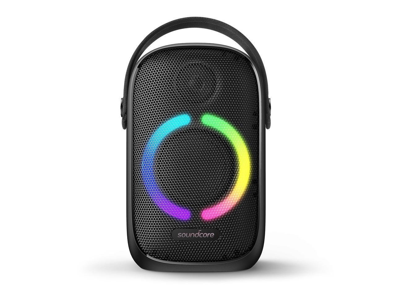 Soundcore Rave Neo, Portable Bluetooth Speaker with Lights, BassUp Technology, Sync 100+ Speakers, 18H Playtime, Waterproof, Custom EQ, App