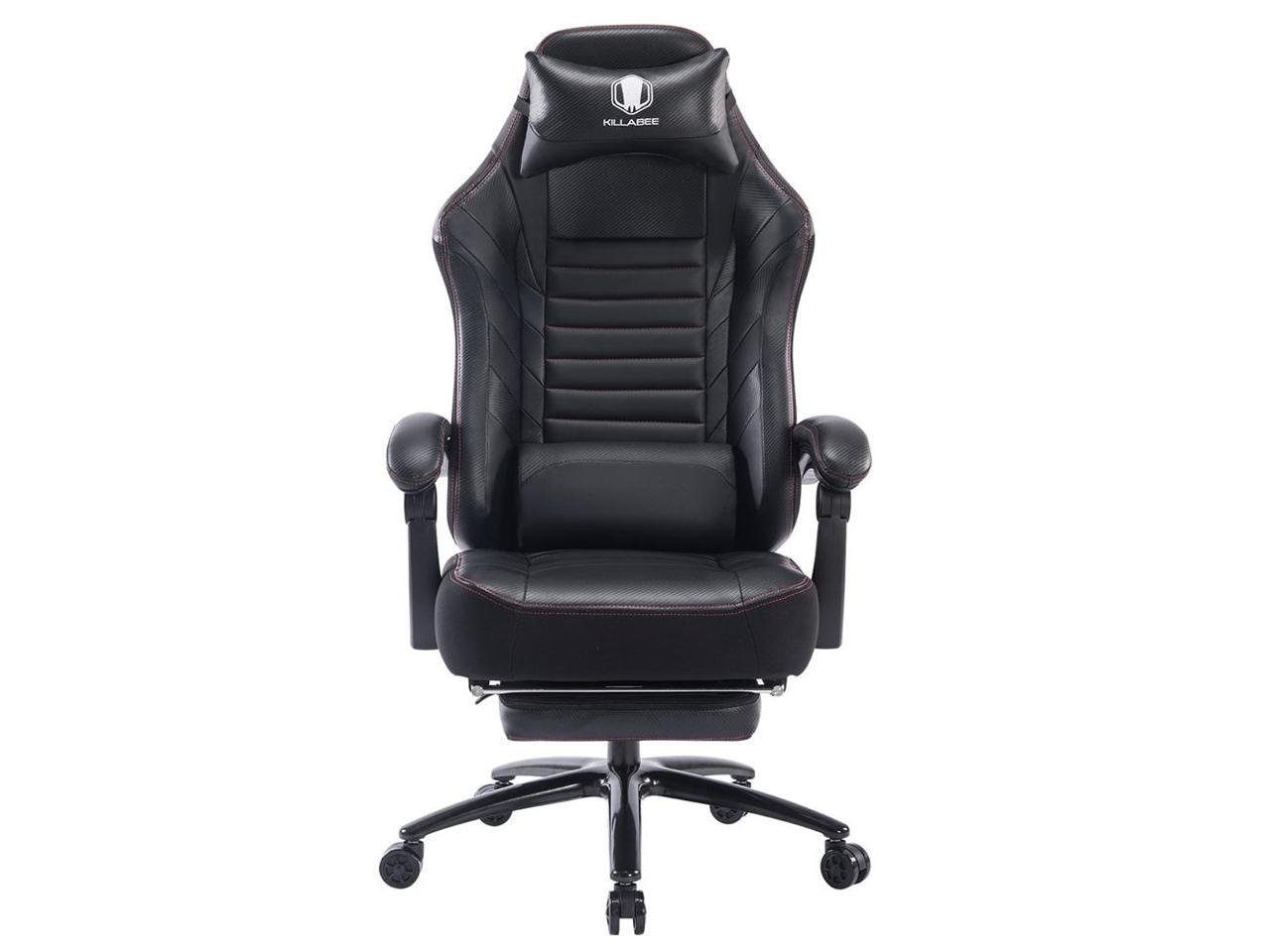 KILLABEE Big and Tall 400lb Massage Memory Foam Gaming Chair – Adjustable Tilt, Back Angle and Flip-Up Arms,High-Back Leather Racing Executive Computer Desk Office Chair, Metal Base